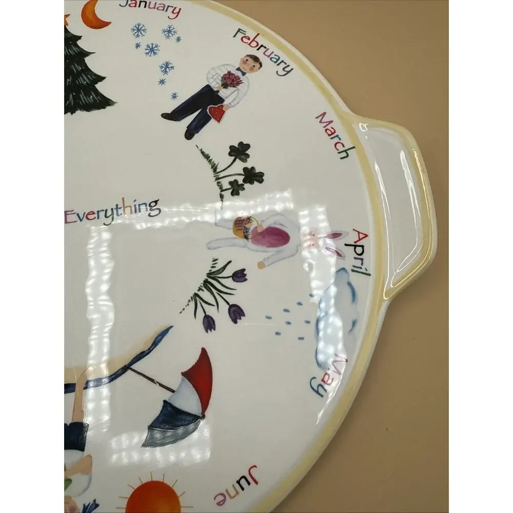 Nantucket Home Happy Everything Monthly Celebration Handled Cake Plate/Platter.